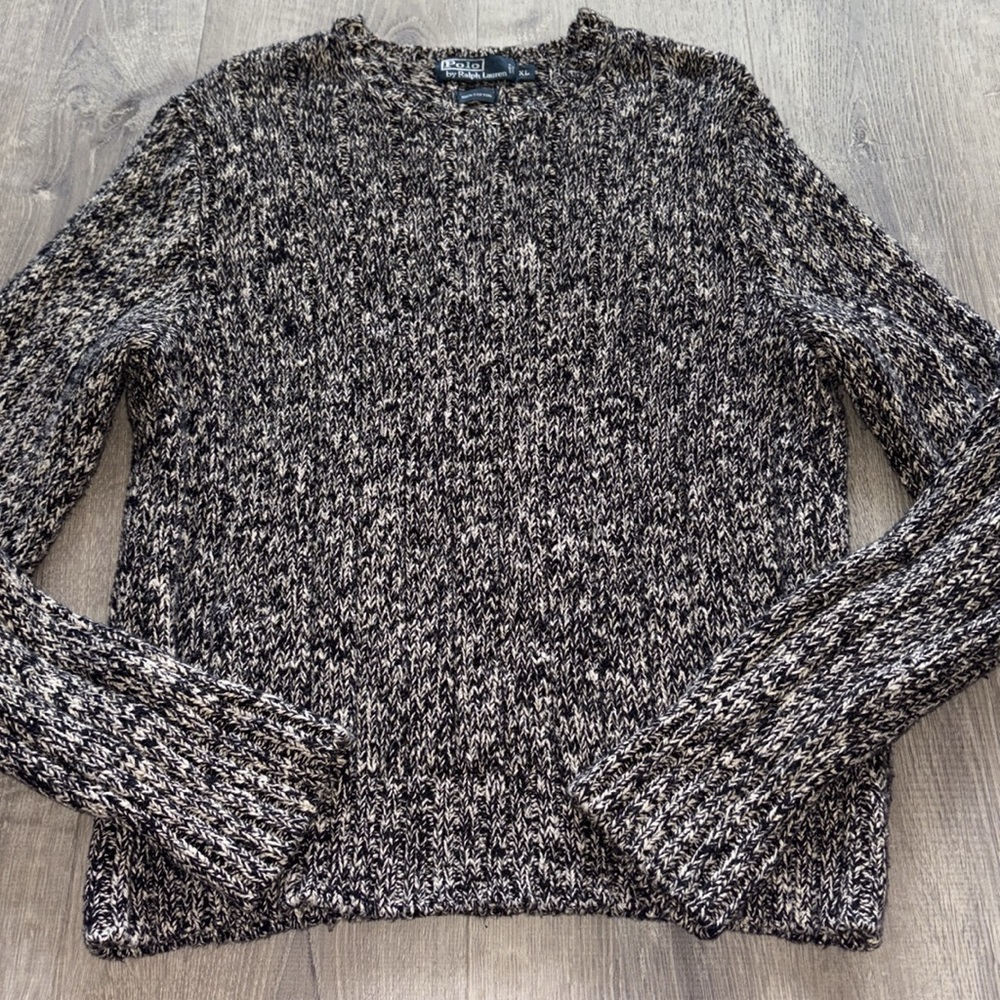 Polo by Ralph Lauren Black and White Crew Neck Sweater